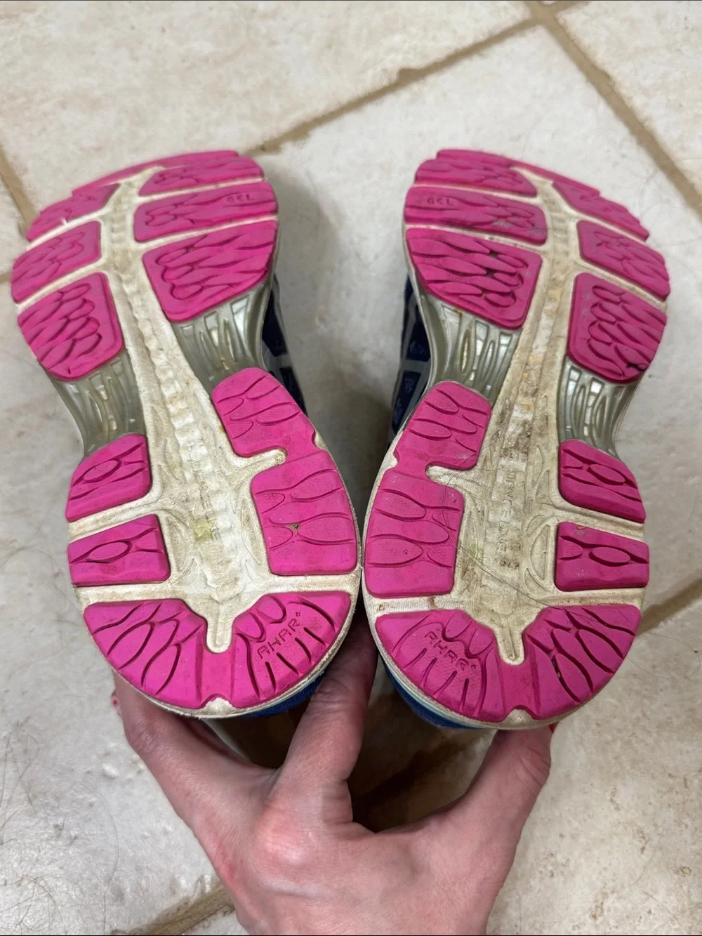 Asics Gel-Cumulus 18 Navy and Teal Women's Running Shoes with Pink Laces